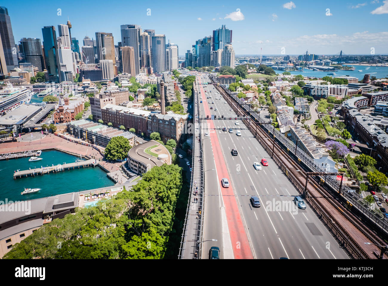 Sydney City Blick von oben auf die Sydney Harbour Bridge Stockfoto