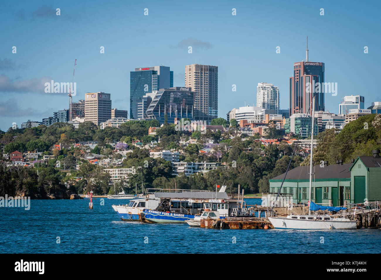 Sydney City Skyline Blick vom Hafen Stockfoto