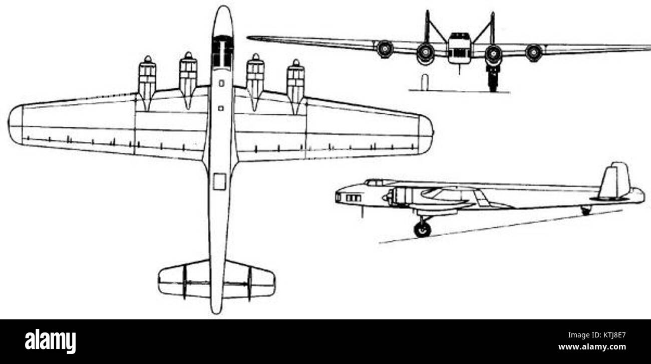 Die Dornier DO 19 V1 ist ein deutsches viermotoriges Transportflugzeug aus den 1930er Jahren Das technische Diagramm zeigt die Konstruktion des Flugzeugs, einschließlich der Motoren, der Flügelspannweite und der strukturellen Elemente, und bietet einen detaillierten Überblick über die Konstruktion des Flugzeugs. Stockfoto