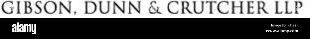 Das Gibson Dunn Logo repräsentiert die Identität von Gibson, Dunn & Crutcher LLP, einer renommierten Anwaltskanzlei. Sie ist ein Schlüsselelement ihrer Markendarstellung und symbolisiert die Professionalität und das juristische Fachwissen des Unternehmens in verschiedenen Praxisbereichen. Stockfoto