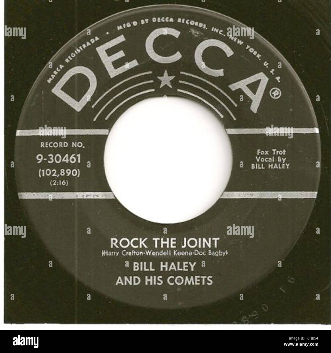 Rock the Joint ist ein 1950 erschienenes Decca-Album, das das Wesen früherer Rock and Roll-Musik einfängt. Das Album ist ein wichtiger Moment in der Entwicklung der Rockmusik in den 1950er Jahren Stockfoto