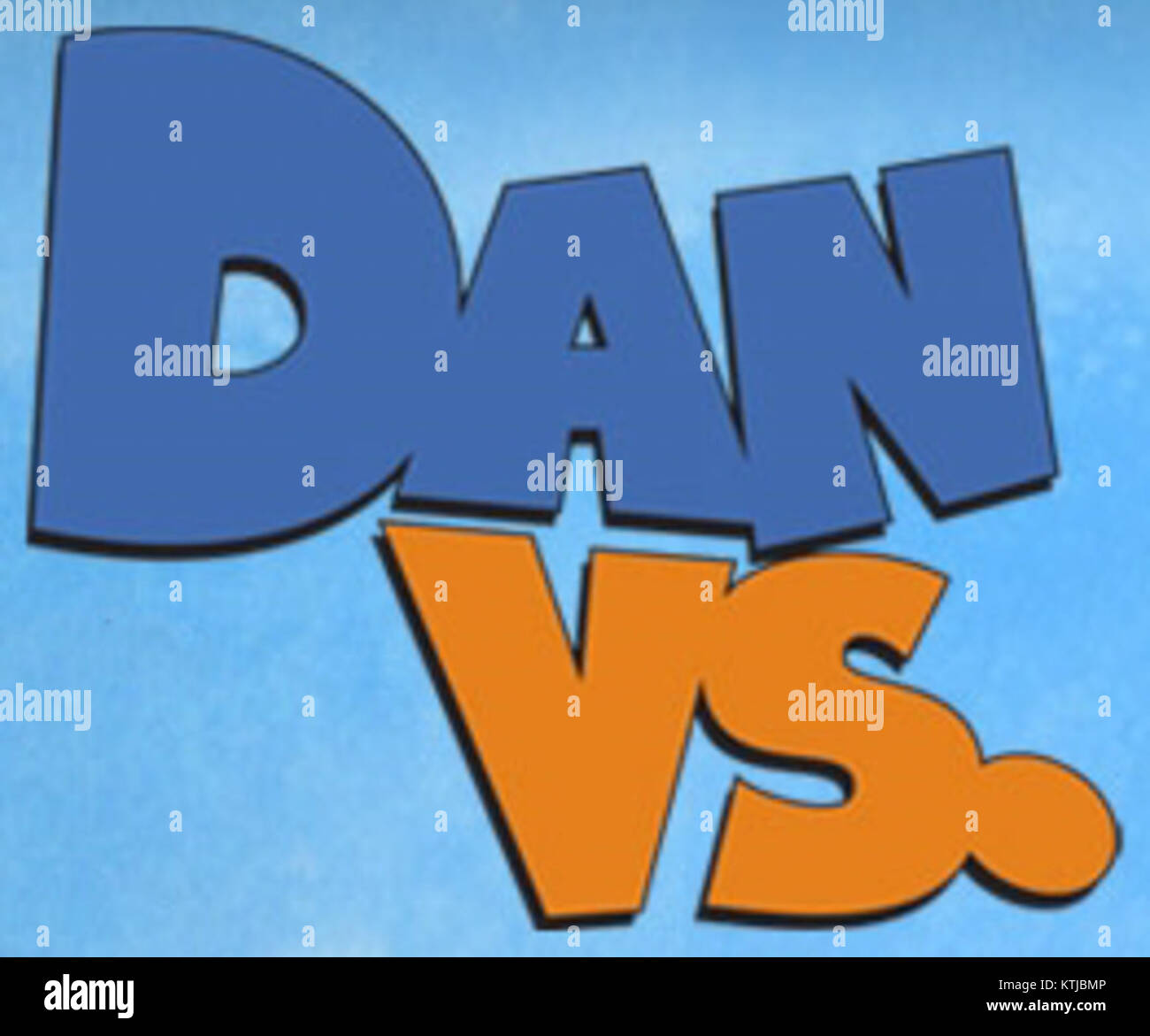 Das Logo der Zeichentrickserie Dan vs, die von 2011 bis 2013 ausgestrahlt wurde, repräsentiert die komödiantischen und satirischen Themen der showâ. Die Serie folgte den Missgeschicken des Protagonisten Dan in seinen Rachefeldkämpfen gegen verschiedene Wesen. Stockfoto