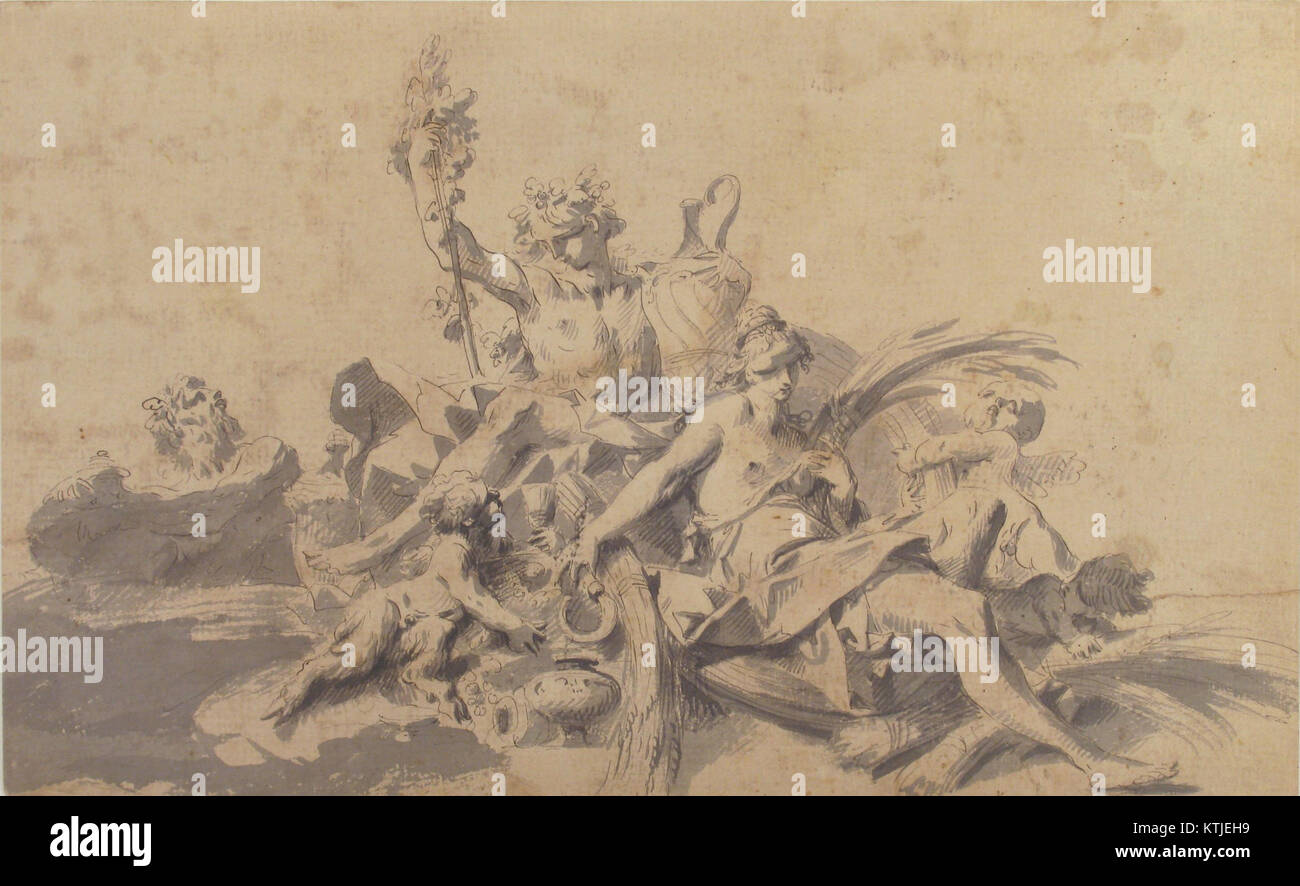 Bacchus und Ceres im Beisein von Putten und eine Marine Gottheit MET 65.207.1 Stockfoto