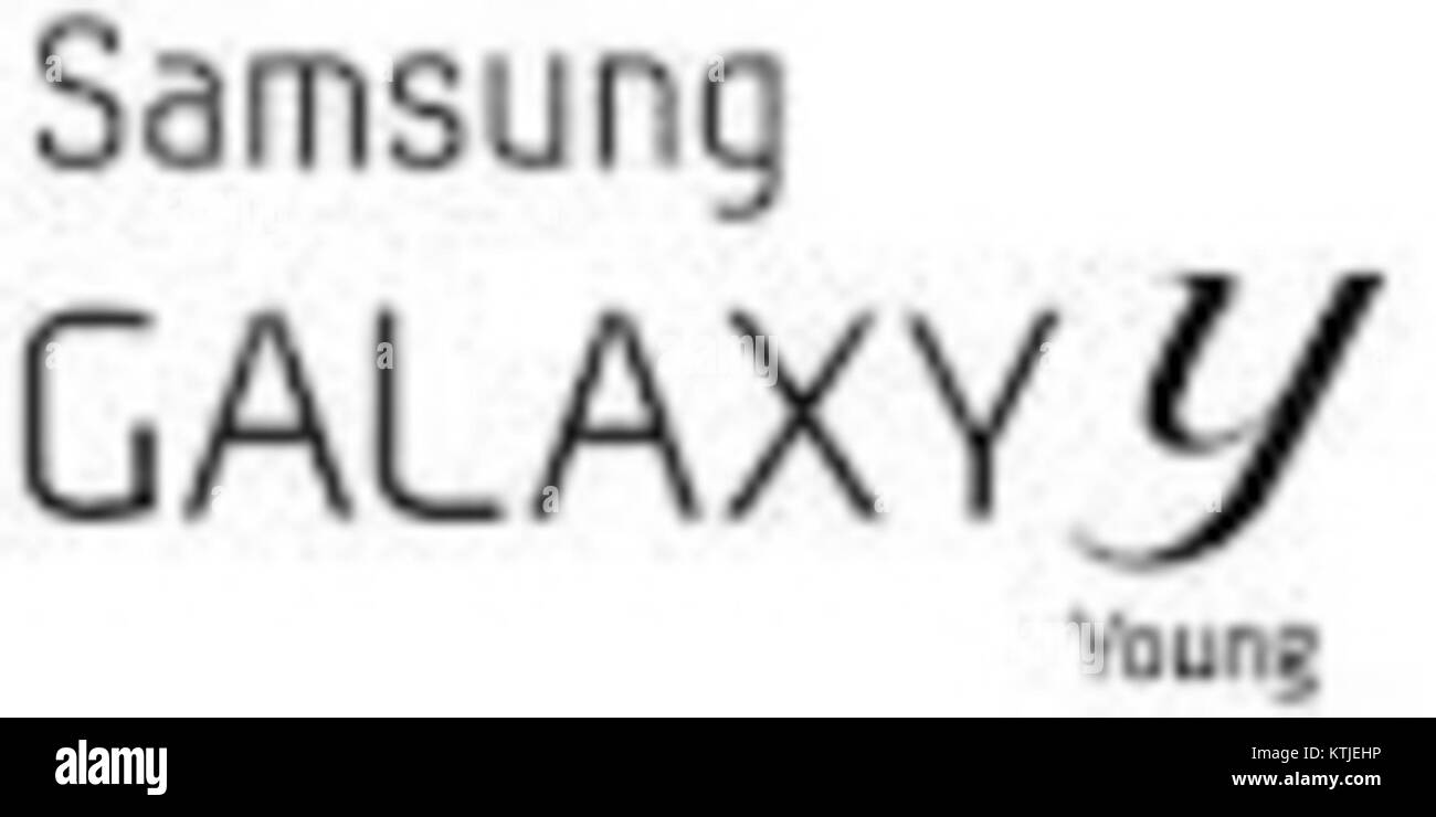 Das Galaxy Y-Logo repräsentiert die Smartphones der Galaxy Y-Serie von Samsung und zeigt das Branding für Mobiltechnologie und Unterhaltungselektronik. Stockfoto
