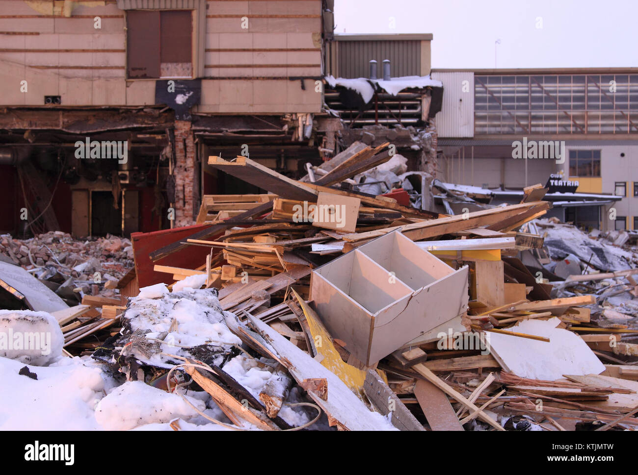 Ein Foto des Atria-Gebäudes in Oulu, Finnland, aufgenommen am 8. Februar 2014, das das Äußere und die Umgebung des Gebäudes zeigt. Stockfoto