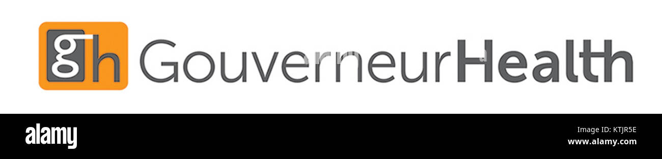 Gouverneur Health ist ein Gesundheitsdienstleister, der medizinische Dienstleistungen und Gemeindepflege in New York anbietet, repräsentiert durch sein unverwechselbares Logo. Stockfoto