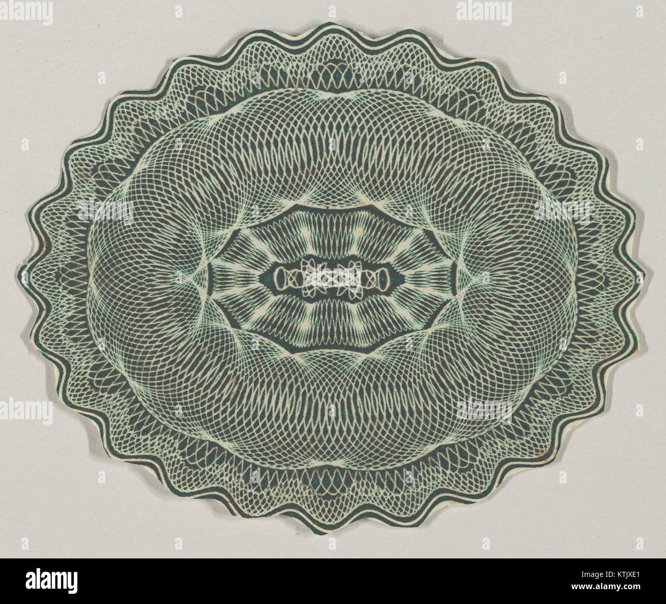 Banknote Motiv ovale von Drehbank arbeiten Ornament mit gewelltem Rand MET DP 837952 Stockfoto