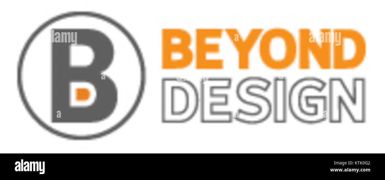 Beyond Design Logo bezieht sich auf ein Markenbild oder Symbol, das das kreative Designunternehmen Beyond Design repräsentiert und seine Identität und Dienstleistungen in visueller Form darstellt. Stockfoto