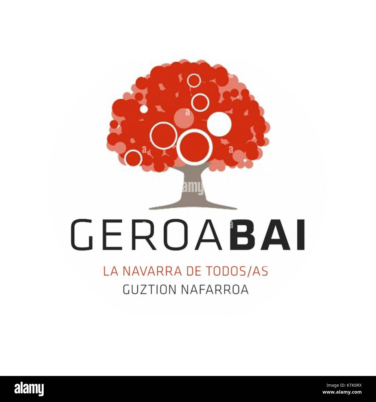 Das neue Logo von Geroa Bai, einer baskischen politischen Partei in Spanien. Das Logo spiegelt das Engagement der Partei für baskischen Nationalismus, regionale Autonomie und fortschrittliche politische Werte innerhalb der spanischen politischen Landschaft wider. Stockfoto