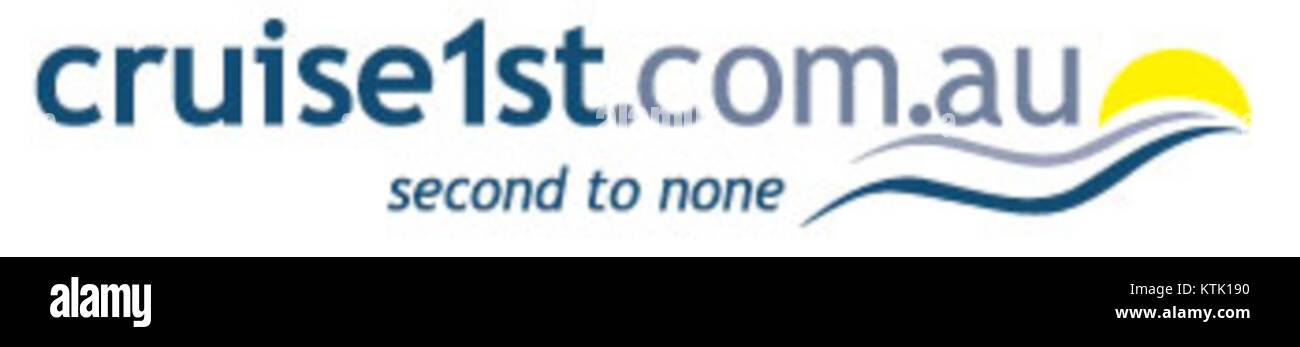 Das Logo für Cruise 1st Australia repräsentiert ein Reisebüro, das sich auf Kreuzfahrtreisen spezialisiert hat. Es dient als visuelle Identität der Marke, die sich auf einzigartige Kreuzfahrterfahrungen für australische Kunden konzentriert. Stockfoto