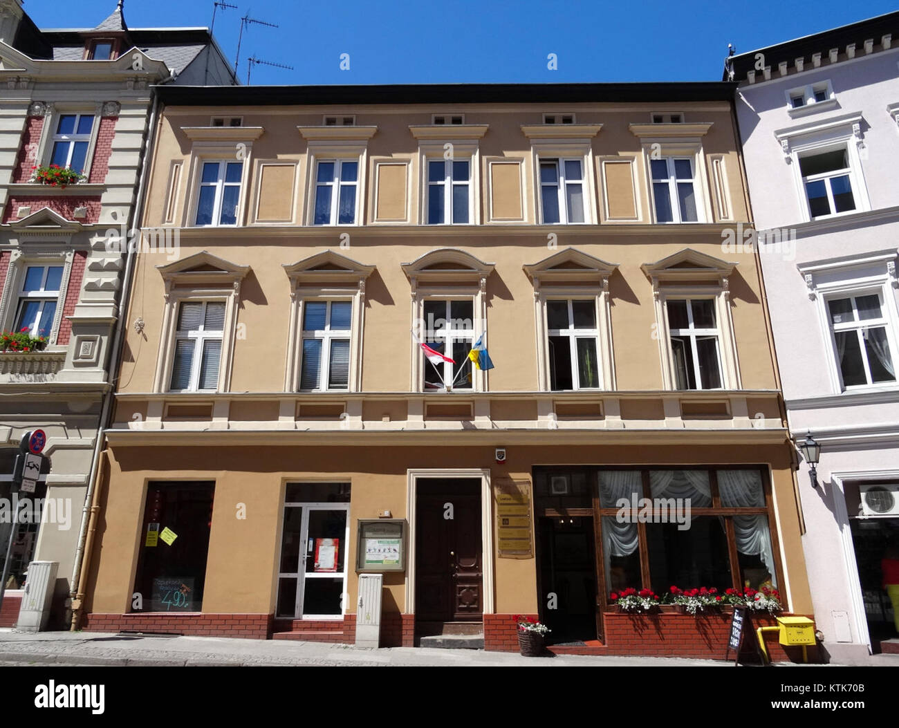 Fotos vom 2. Juni 2015, die das Gebiet der Długa 1 Straße in Bydgoszcz, Polen, zeigen, einschließlich Ansichten der Überreste der Wysoki Zamek (Hochburg). Stockfoto