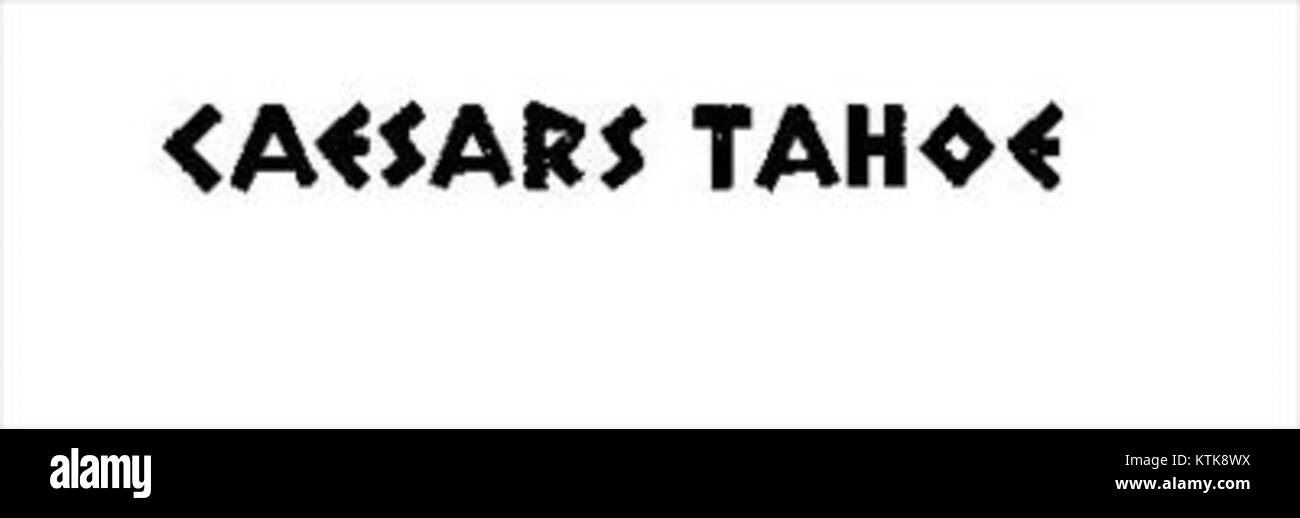 Das alte Caesars Tahoe-Logo repräsentiert das ikonische Branding des Caesars Entertainment Resorts in Lake Tahoe, Nevada. Es war eine frühe visuelle Identität für das Casino und den Veranstaltungsort. Stockfoto