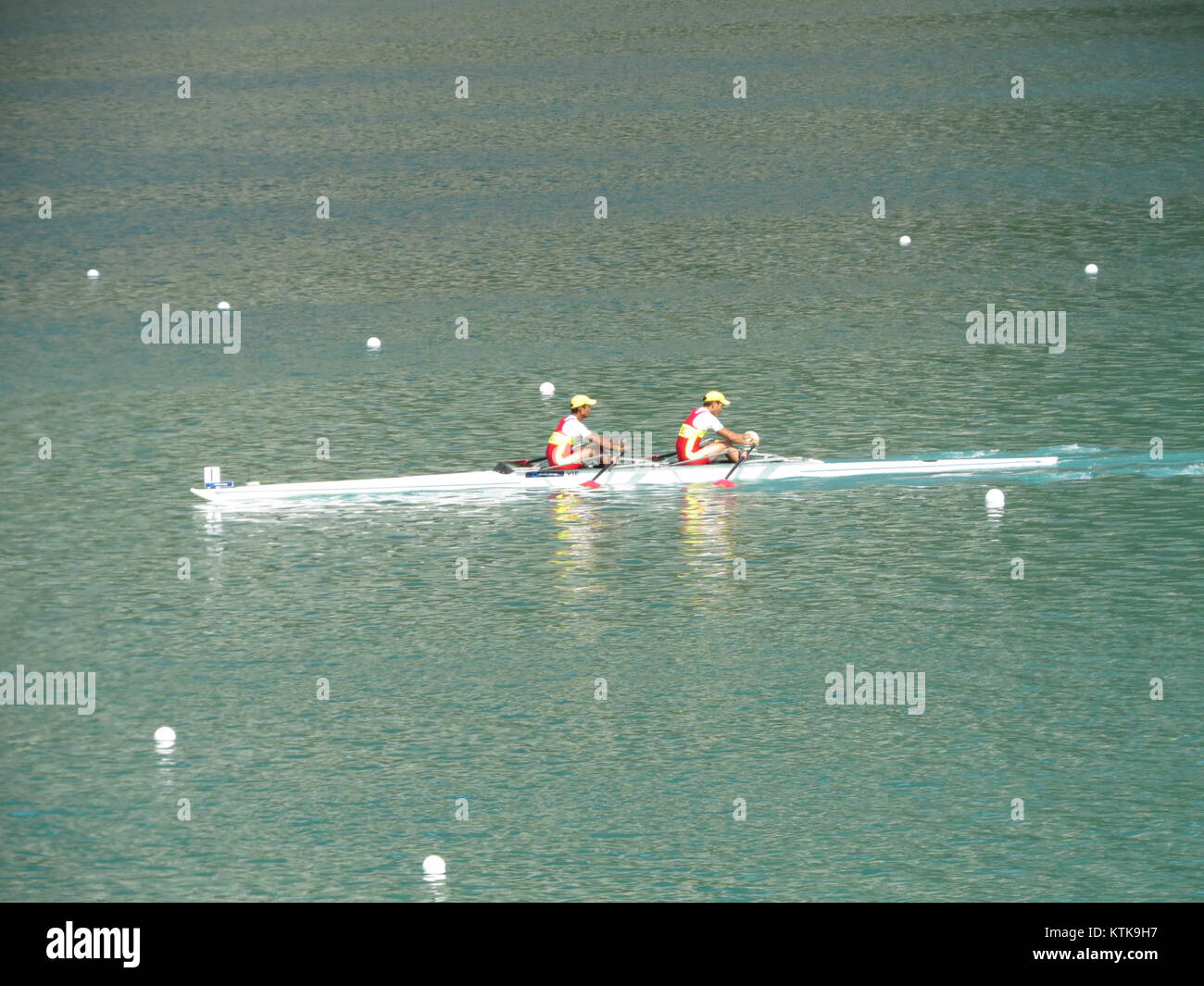 Die Ruderweltmeisterschaft 2015 in Aviron war ein weltweites Ruderturnier, bei dem Wettkämpfe unter internationalen Spitzensportlern im Rudersport stattfanden. Stockfoto