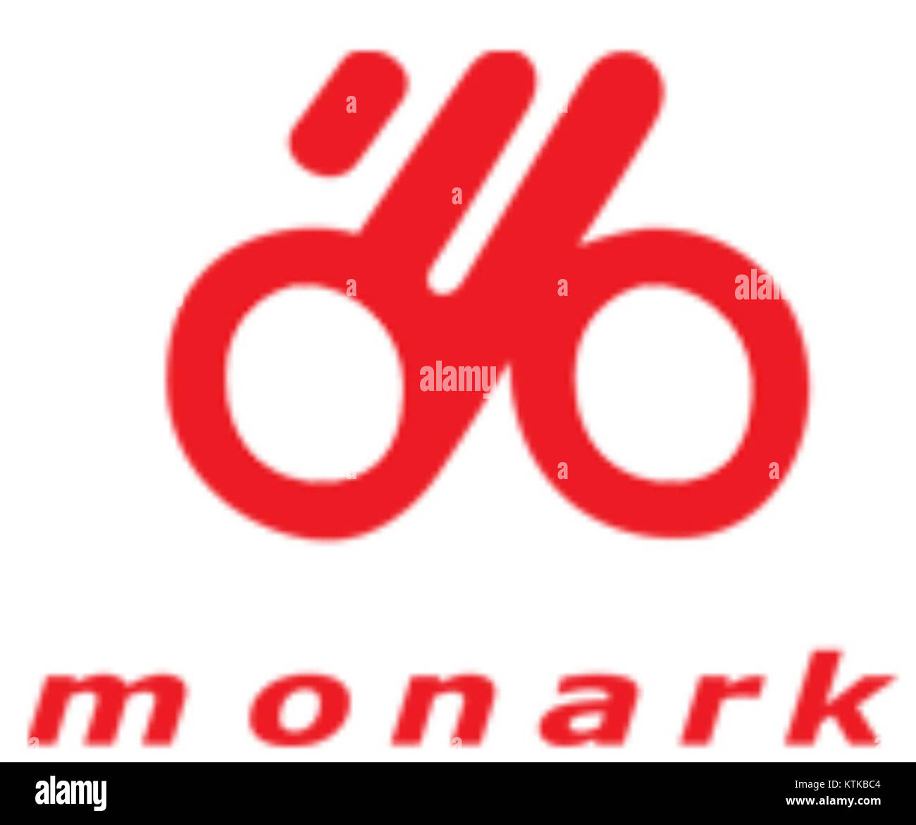 Das Logo von Bicicletas Monark SA, einem renommierten Hersteller von Fahrrädern, spiegelt die Markenidentität des Unternehmens in der Fahrradbranche wider. Stockfoto