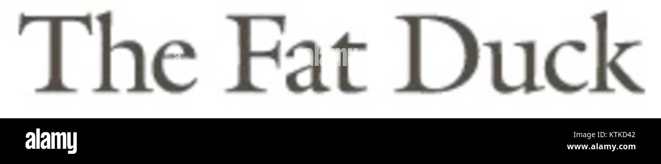 Das Logo des Fat Duck steht für den innovativen kulinarischen Ansatz des Restaurants. Das Logo ist bekannt für seine kreativen und experimentellen Gerichte und verkörpert den avantgardistischen und modernen Stil des renommierten Restaurants. Stockfoto