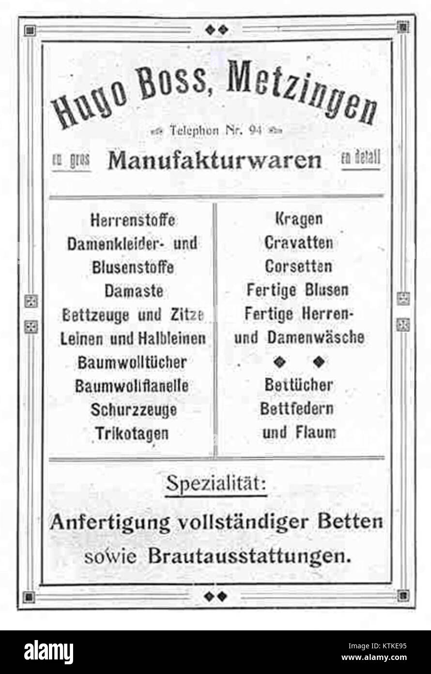 Eine Vintage-Werbung aus dem Jahr 1922 mit der Marke Boss. Dieser Werbespot zeigt das Produkt und seine Attraktivität während des frühen 20. Jahrhunderts und spiegelt den damaligen Marketingstil wider. Stockfoto