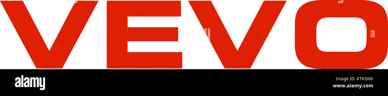 Dies ist ein hochauflösendes Bild des Vevo-Logos in Rot. Vevo ist eine Plattform für Musikvideos und bekannt für sein Branding und hochwertige Inhalte in der Unterhaltungsbranche. Stockfoto