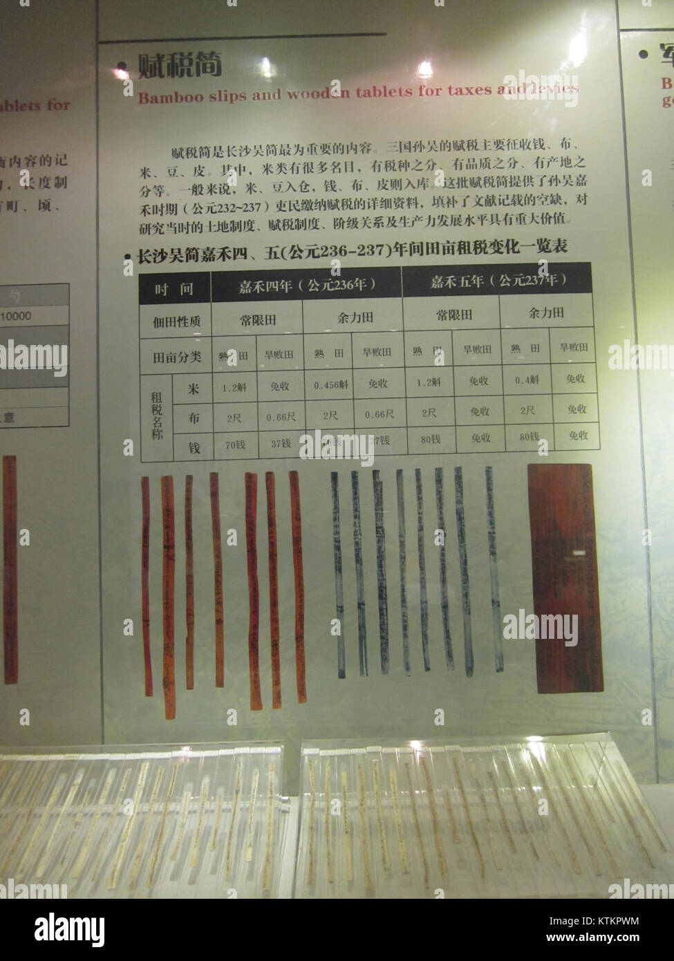 Bambus und Holz- Tabletten für Steuern und Abgaben, Changsha Jiandu Museum, Bild 1 Stockfoto