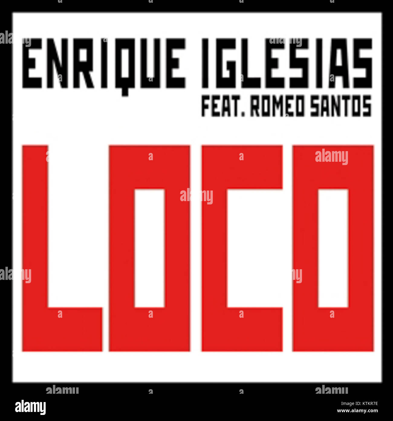 Die Single „Loco“ von Enrique Iglesias mit Romeo Santos, einem populären lateinischen Musiktrack, der Iglesias typischen Pop-Stil mit Santos' Bachata-Einfluss verbindet. Mit großem Erfolg wurde es zu einem Top-Hit der Charts. Stockfoto