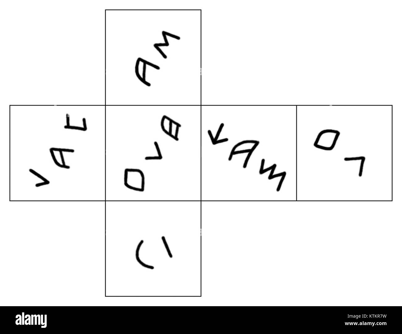 Diese etruskischen Würfel, die in der Toskana, Italien, entdeckt wurden, stammen aus der alten etruskischen Zivilisation. Sie geben Einblicke in die Kultur- und Freizeitaktivitäten der etruskischen Bevölkerung. Stockfoto