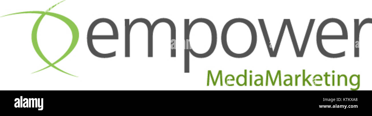 Empower MediaMarketing-Logo stellt die visuelle Identität einer Marketingagentur dar, die sich auf Branding und digitale Marketingservices konzentriert. Stockfoto