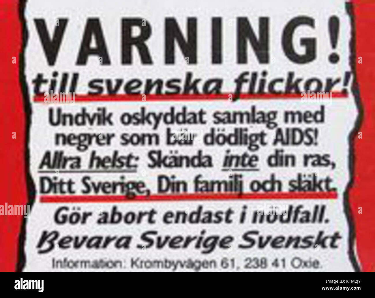 BSS Varning till Svenska flickor Stockfoto