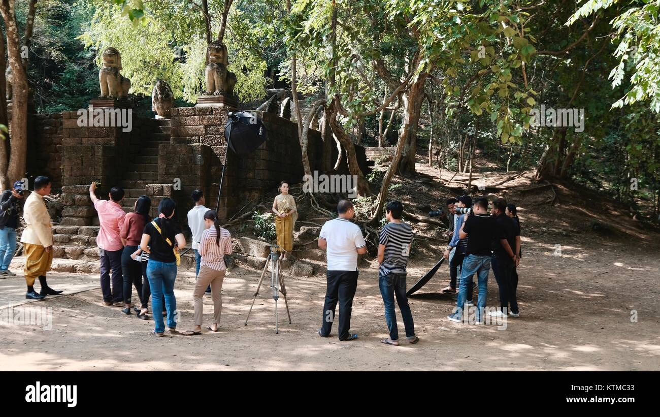 Eingang zum malerischen Religiösen geistlichen Phnom Banan Prasat Banan längst vergangene angkorianische Ruine Angkor Wat Ära 11 Century-Built durch Jayarvarman VII Battambang Kambodscha Stockfoto