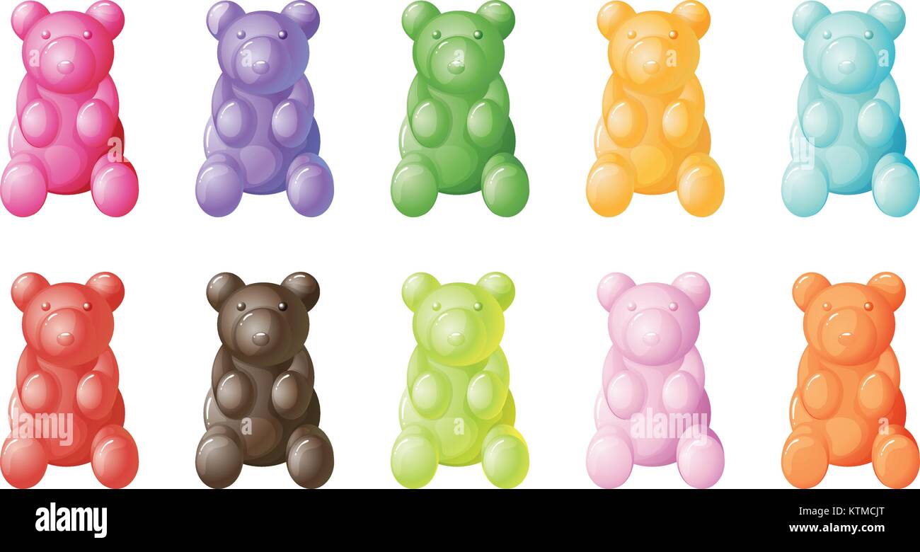 Abbildung: Gummibärchen auf weißem Hintergrund Stock Vektor