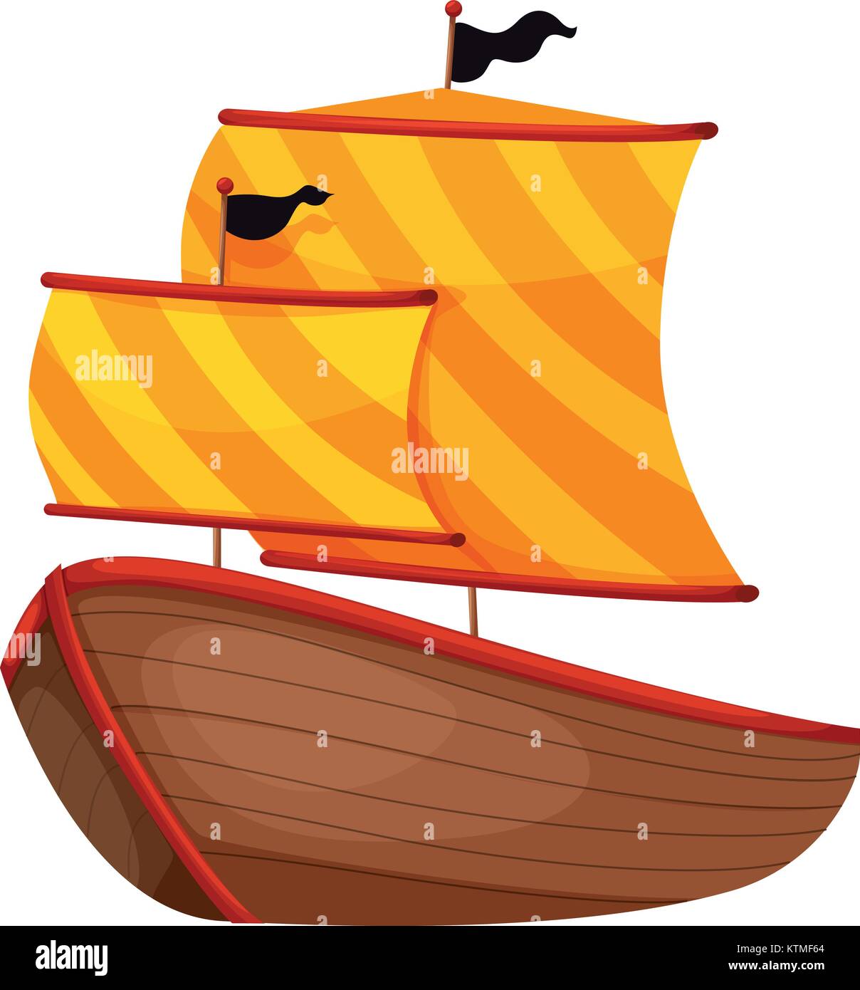 Abbildung: ein Piratenschiff auf Weiß Stock Vektor