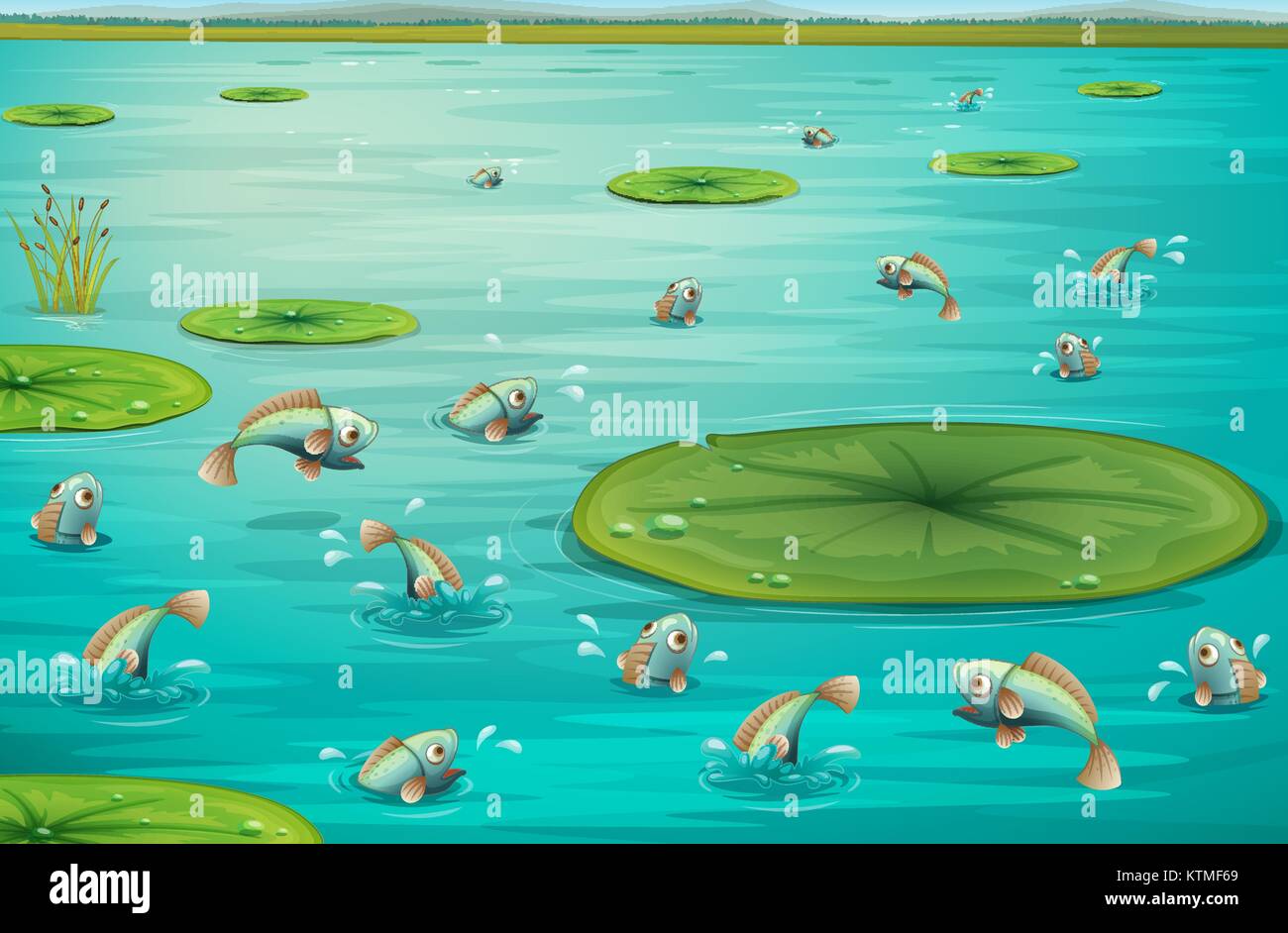 Abbildung der Fische in einem Teich springen Alamy