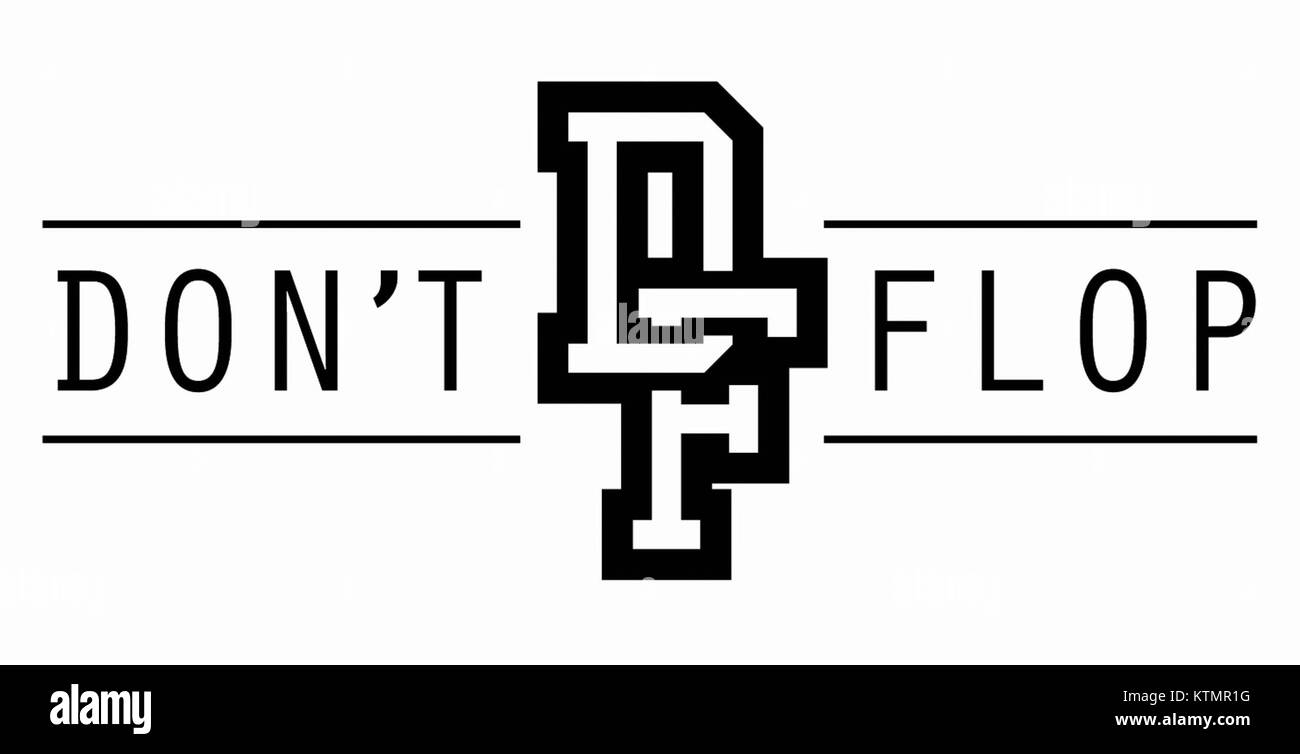 Das Logo von Don t Flop repräsentiert die britische Rap Battle League, die für ihre konkurrenzfähigen Rap-Schlachten zwischen Künstlern bekannt ist. Das Logo ist ein ikonisches Symbol innerhalb der Rap-Battle-Community und der britischen Hip-Hop-Kultur. Stockfoto