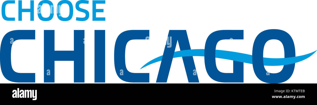 Das Choose Chicago Logo ist das offizielle Emblem der Tourismusorganisation Chicago. Sie wird verwendet, um die Stadt als Reiseziel zu bewerben und spiegelt den einzigartigen Charakter der Stadt und die Attraktivität für potenzielle Besucher wider. Stockfoto