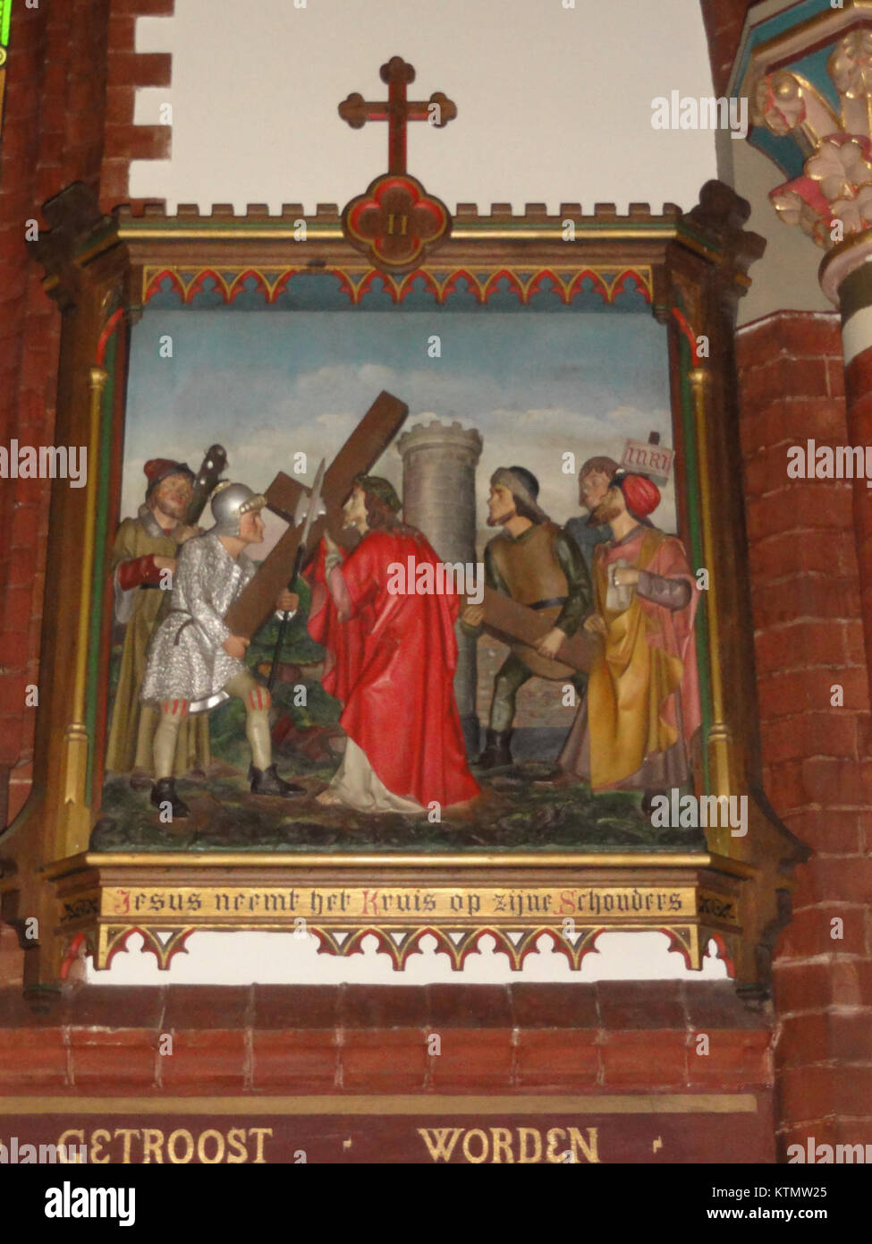 Biere (N. Br) Sint Lambertuskerk kruiswegstatie, 02. Stockfoto