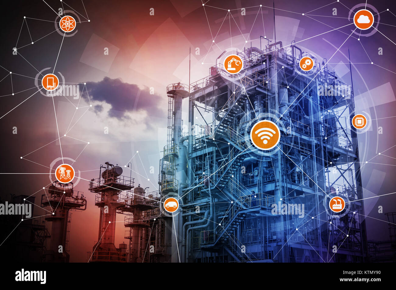 Smart Factory konzeptionelle Zusammenfassung, Internet der Dinge, Industry4.0 Stockfoto