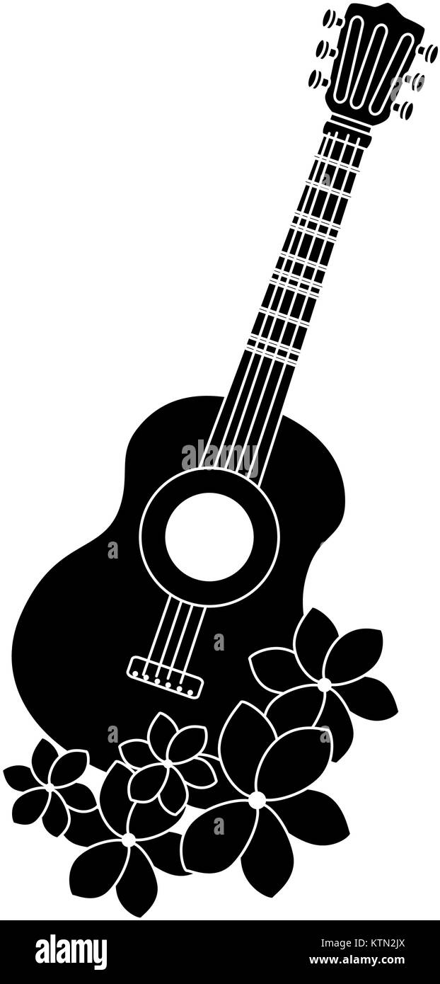 Gitarre Instrument mit Blumen Vector Illustration Design Stock Vektor