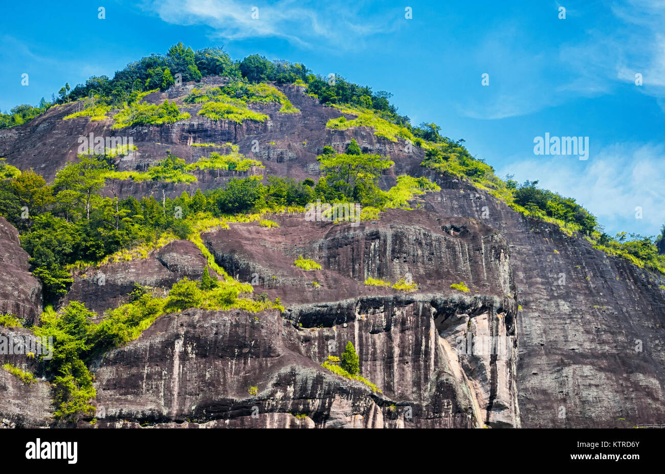 Felsformationen säumen die neun Bend River oder Jiuxi in Fuzhou oder Mount wuyi Scenic Area im Wuyi China in der Provinz Fujian Stockfoto