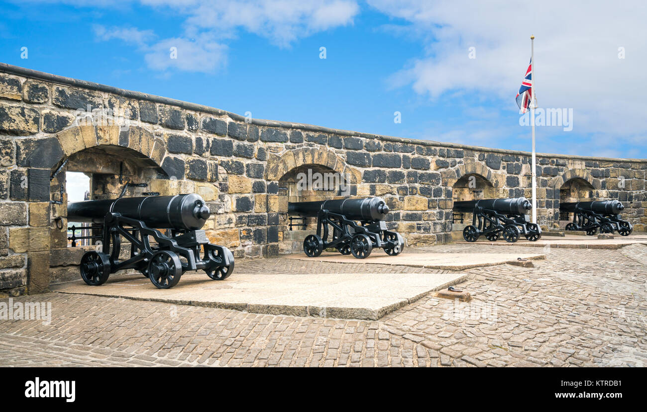 Kanonen Batterie in Edinburgh Castle, Schottland. Stockfoto