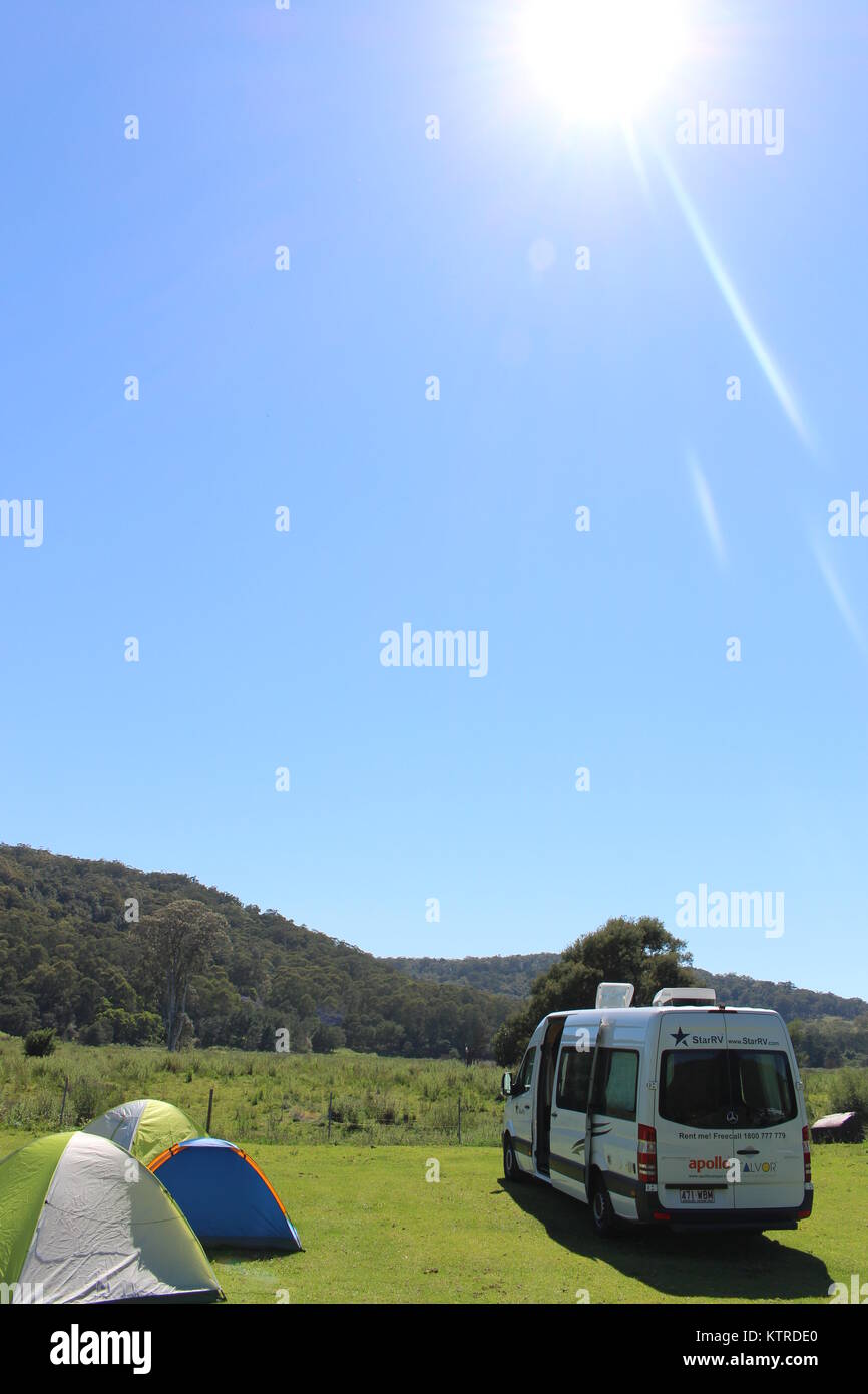 Camping auf der Bewegung, Australien Stockfoto