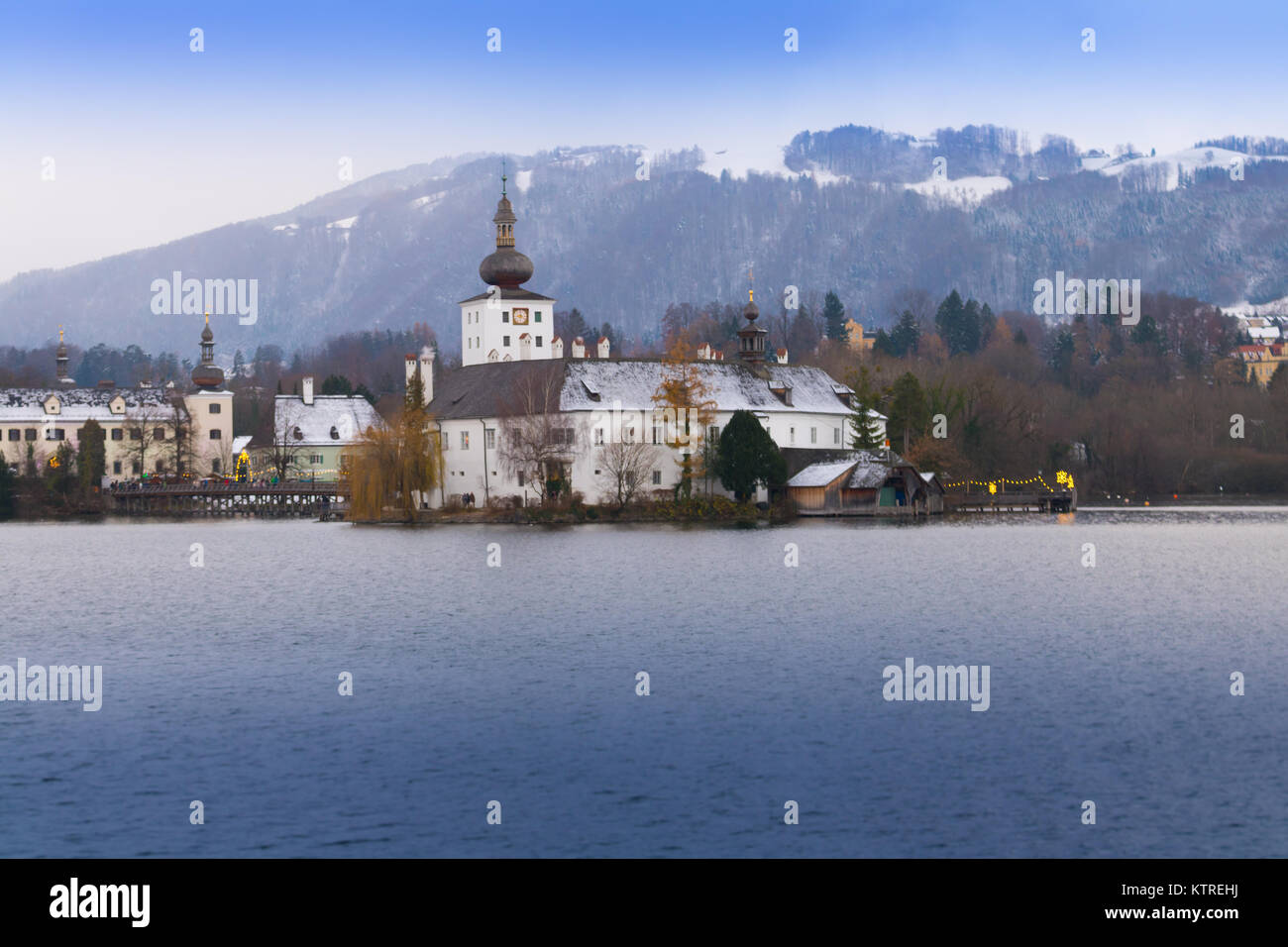 Traunsee Schloss Schloss Orth, Gmunden, Oberösterreich, Österreich Traunstein Stockfoto