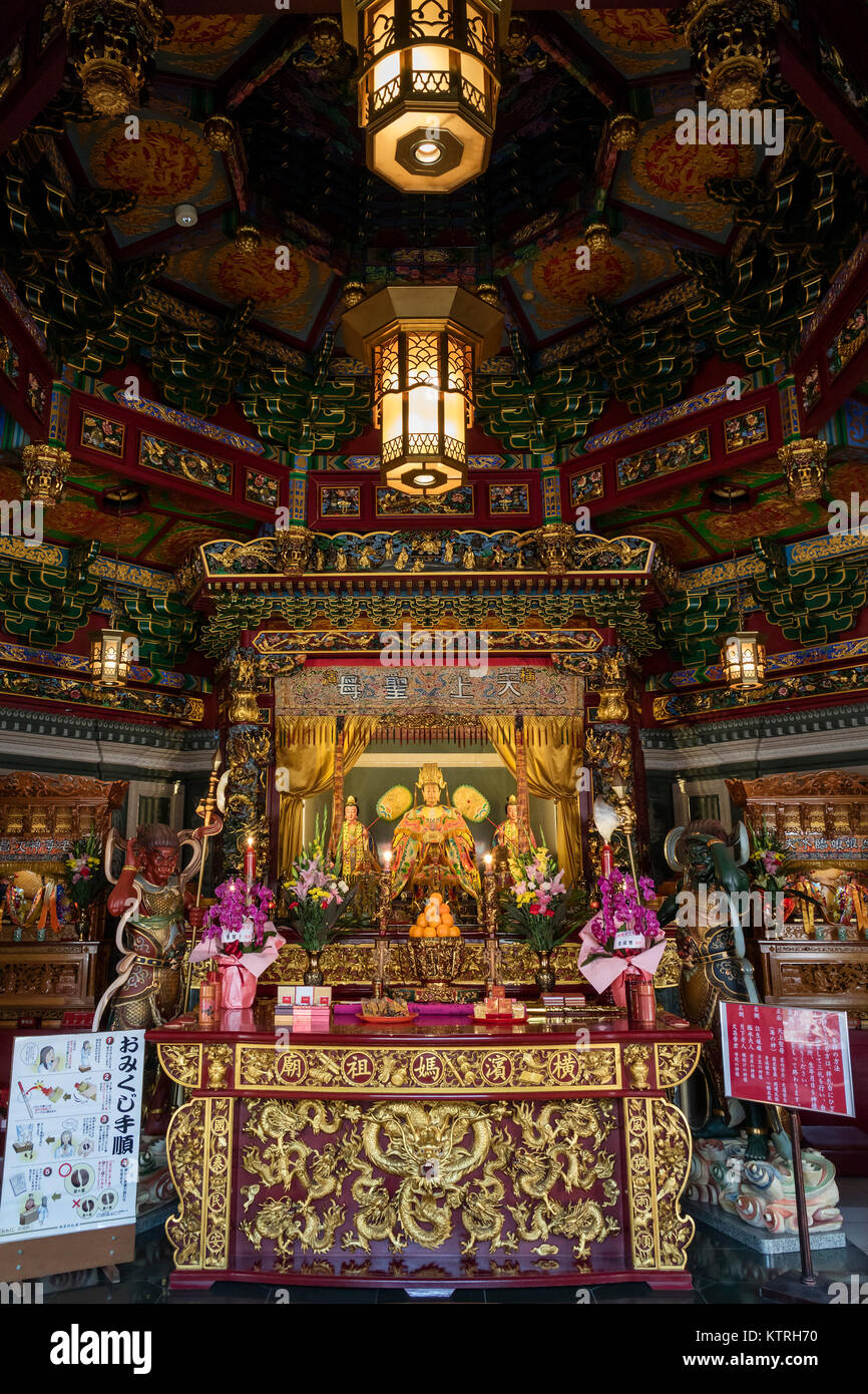 Yokohama, Japan, 16. Juni 2017 ; Altar von Mazu, der Göttin des Meeres an der Mazu Tempel, China Town in Yokohama City angebetet Stockfoto