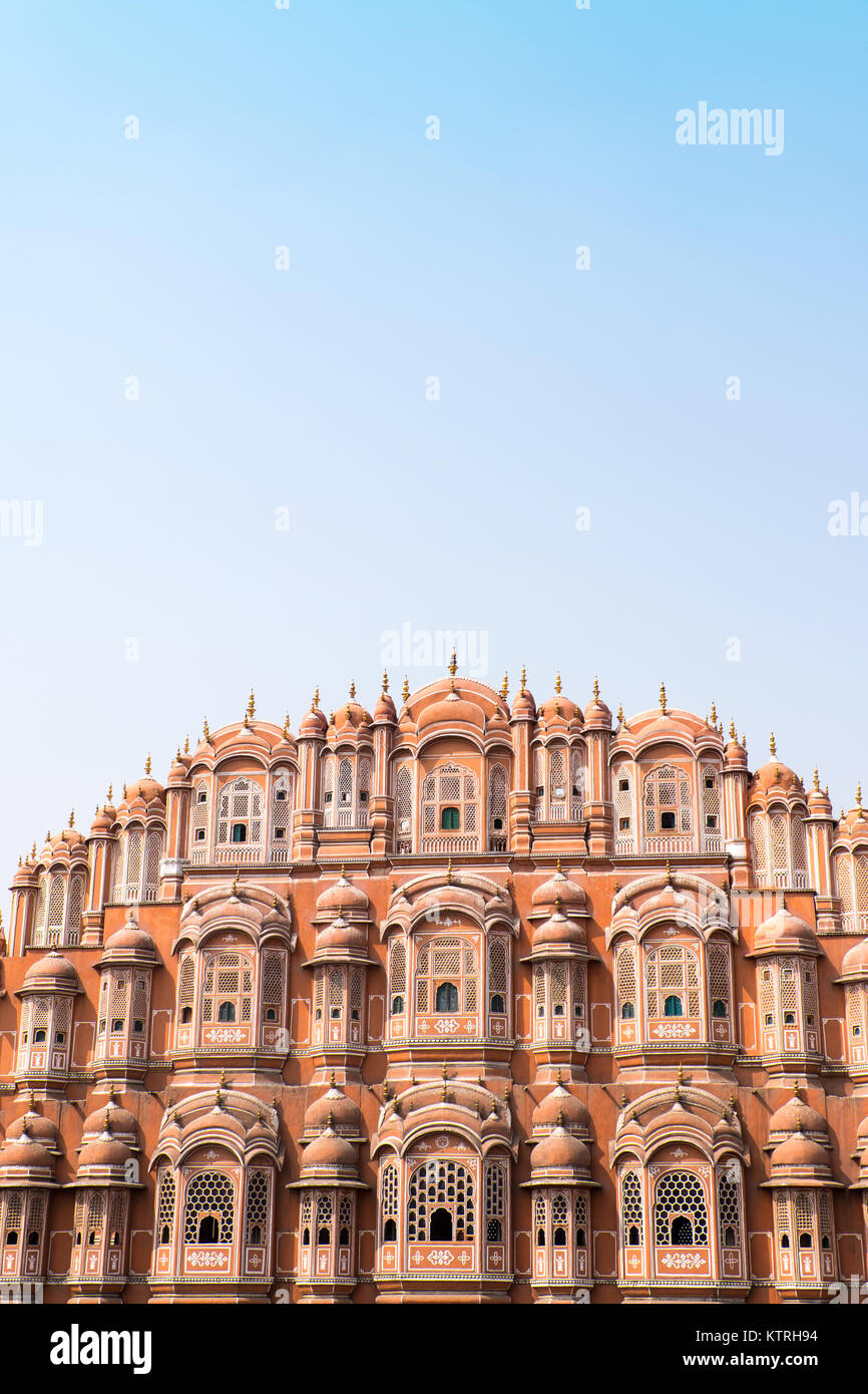 Hawa Mahal, Palast der Winde, Palast der Brise in der Pink City, Jaipur, Rajasthan, Indien Stockfoto