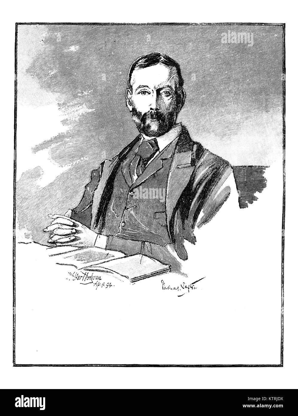 Portrait ofThomas Sexton, 1848 - 1932, irischer Journalist und Politiker. Schwarze und weiße Gravur nach einer Skizze aus dem Leben von William Walker Hodgson. Stockfoto
