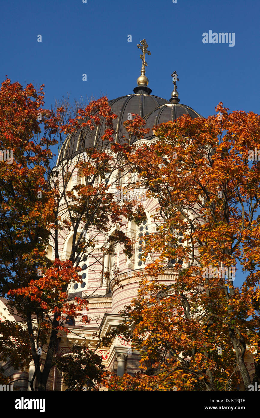 Fotoalbum Pareizticigo Kathedrale im Park Esplanade, Riga, Lettland, Litauen, Baltikum, Europa I russische Pareizticigo Kathedrale im Park Esplanade, Ri Stockfoto