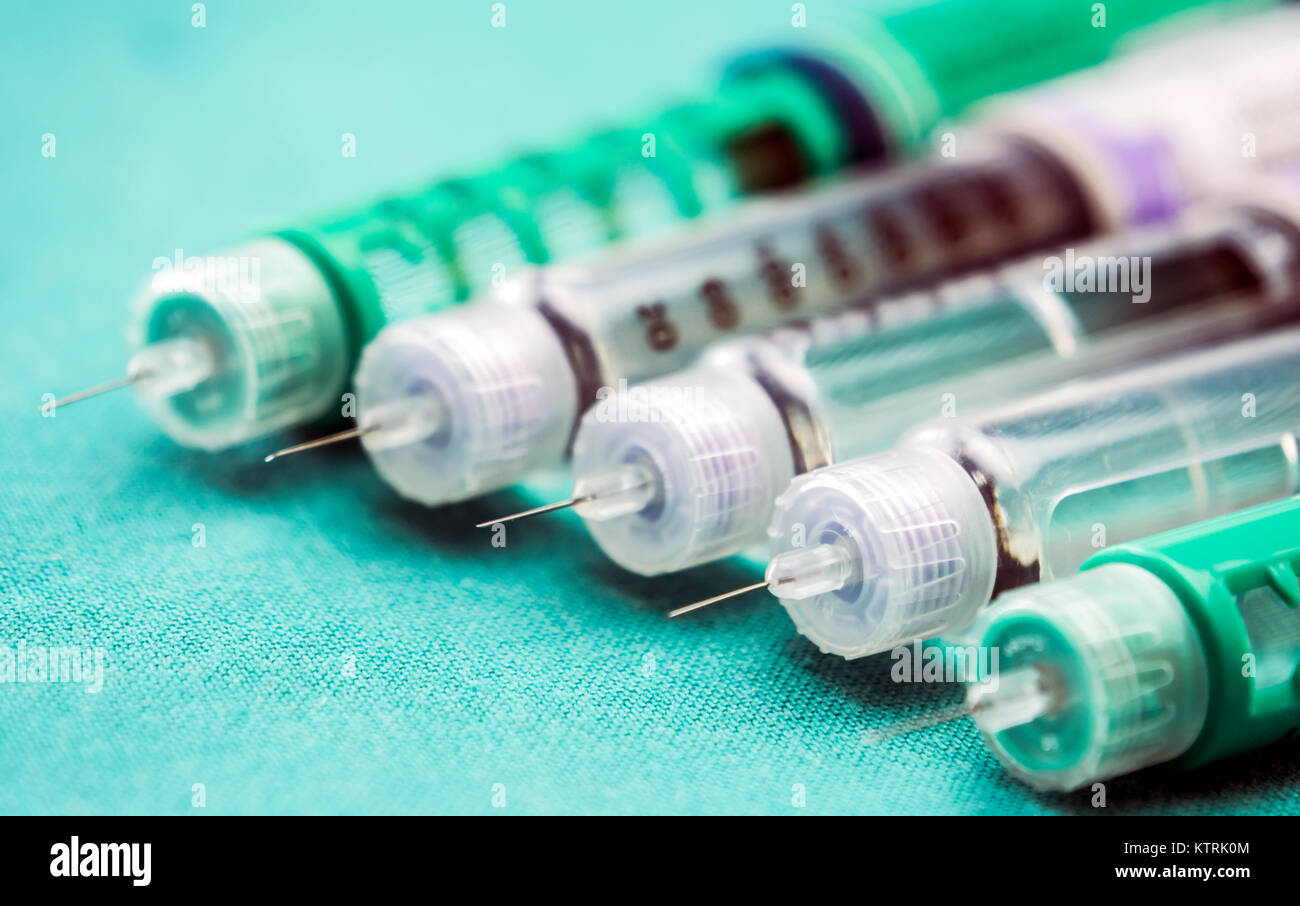 Insulininjektion Nadel bzw. Stift für den Gebrauch durch Diabetiker Stockfoto