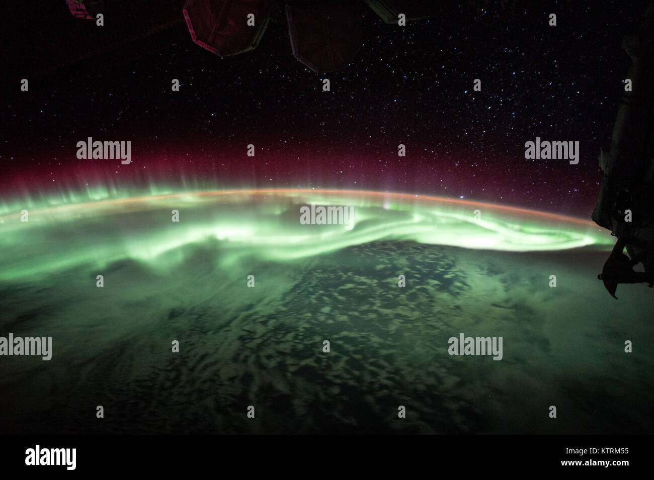 Aurora gesehen von der Internationalen Raumstation Stockfoto
