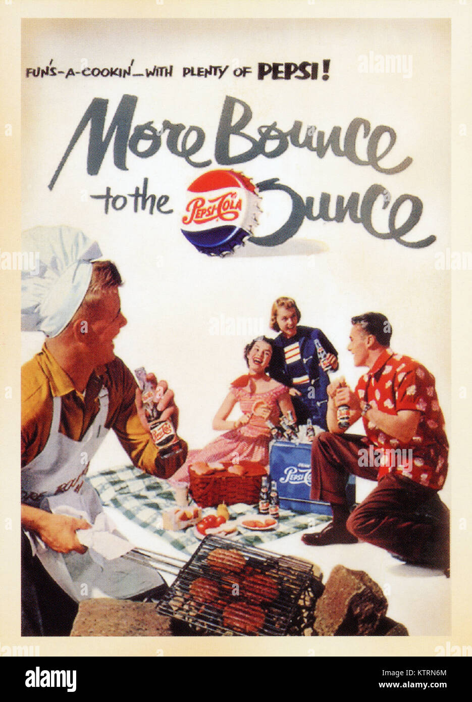 Uns Vintage Poster Karte - während des Zweiten Weltkrieges Ⅱ gedruckt. - Die oben Pepsi Cola - trinken! Stockfoto