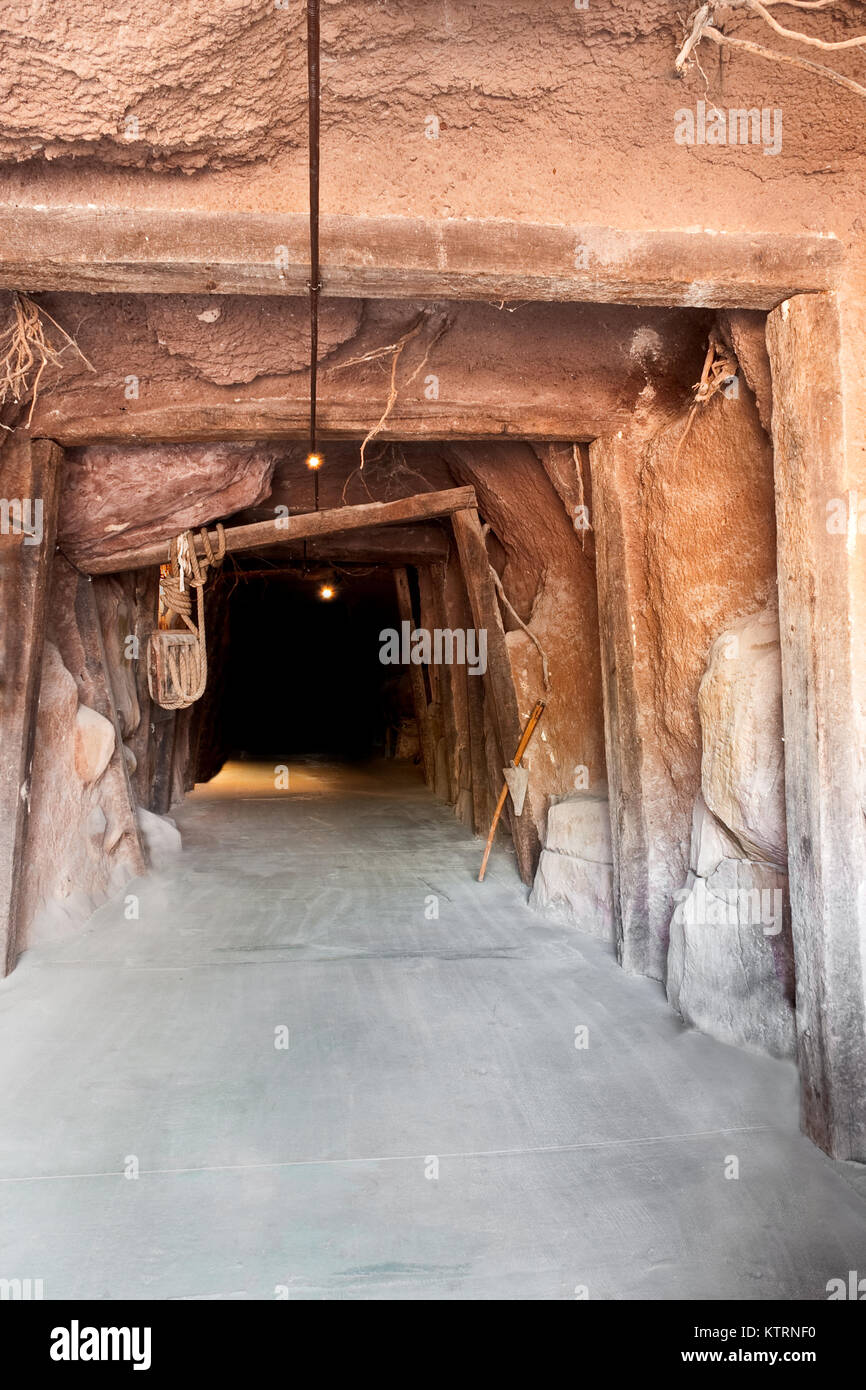 Eingang in die Dunkelheit einer Mine. Stockfoto