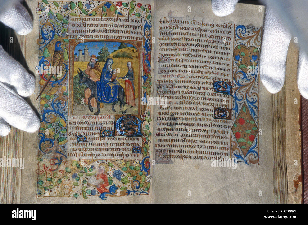 Abbildung: Im 15. Jahrhundert Französisch Buch der Stunden, die Josef und Maria auf der Flucht nach Ägypten. Mit Genehmigung der Reed Collection bei Dunedin Public Library, New Zealand verwendet Stockfoto