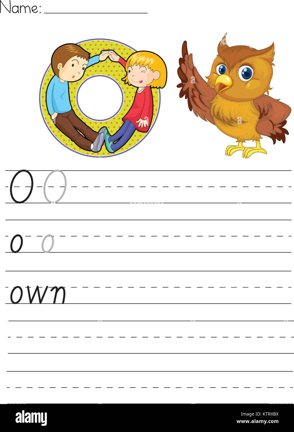  Alphabet Arbeitsblatt der Buchstabe O Stock-Vektorgrafik - Alamy 