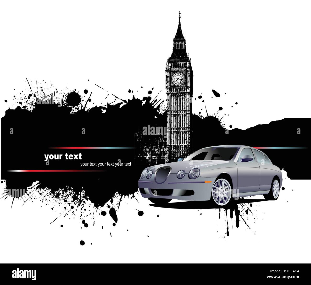 Grunge Banner mit London und Auto Bilder. Vektor-illustration Stock Vektor